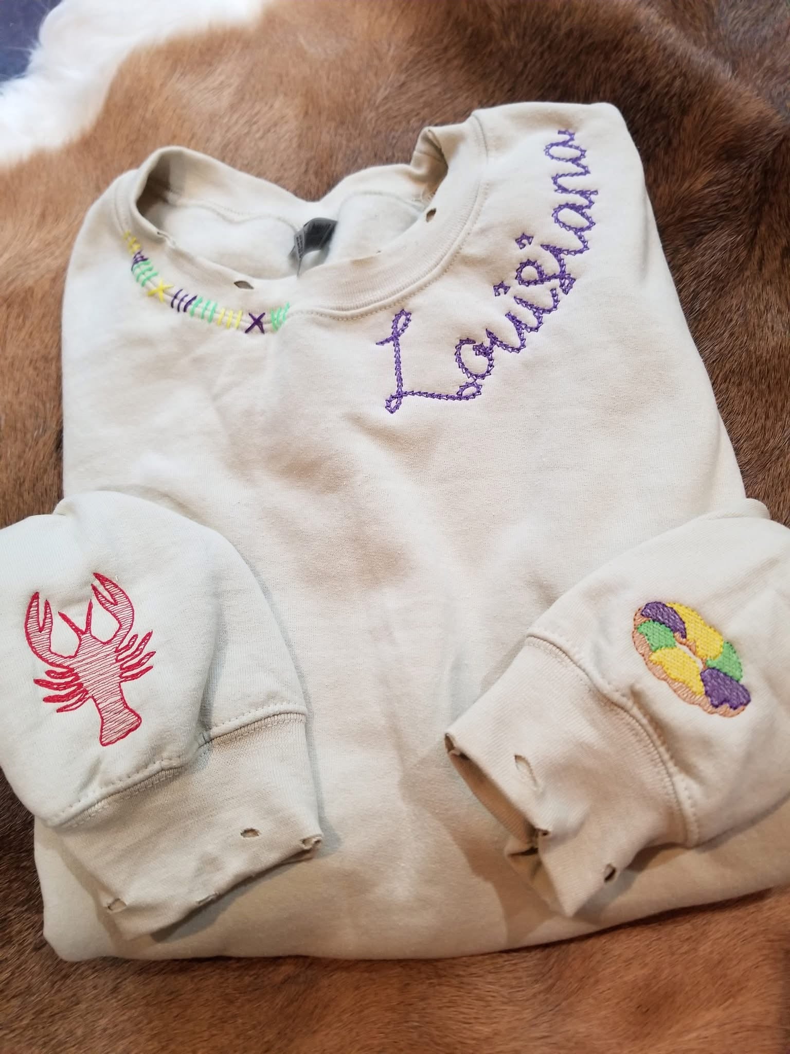 Custom Monogram Louisiana Mardi Sweat