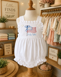 White Sunsuit-Patriotic Flag