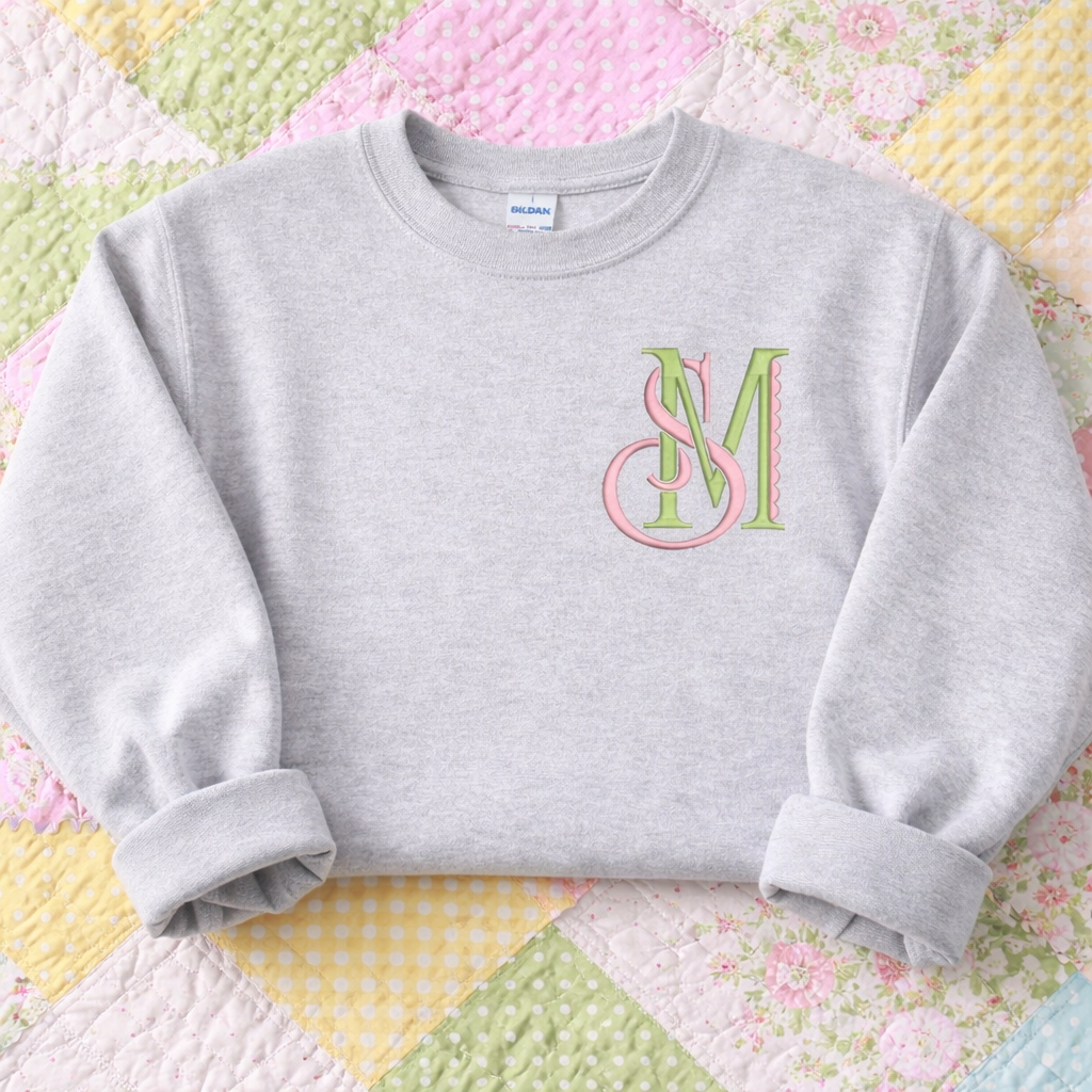 Jerzee ash grey sweat W large left chest initial
