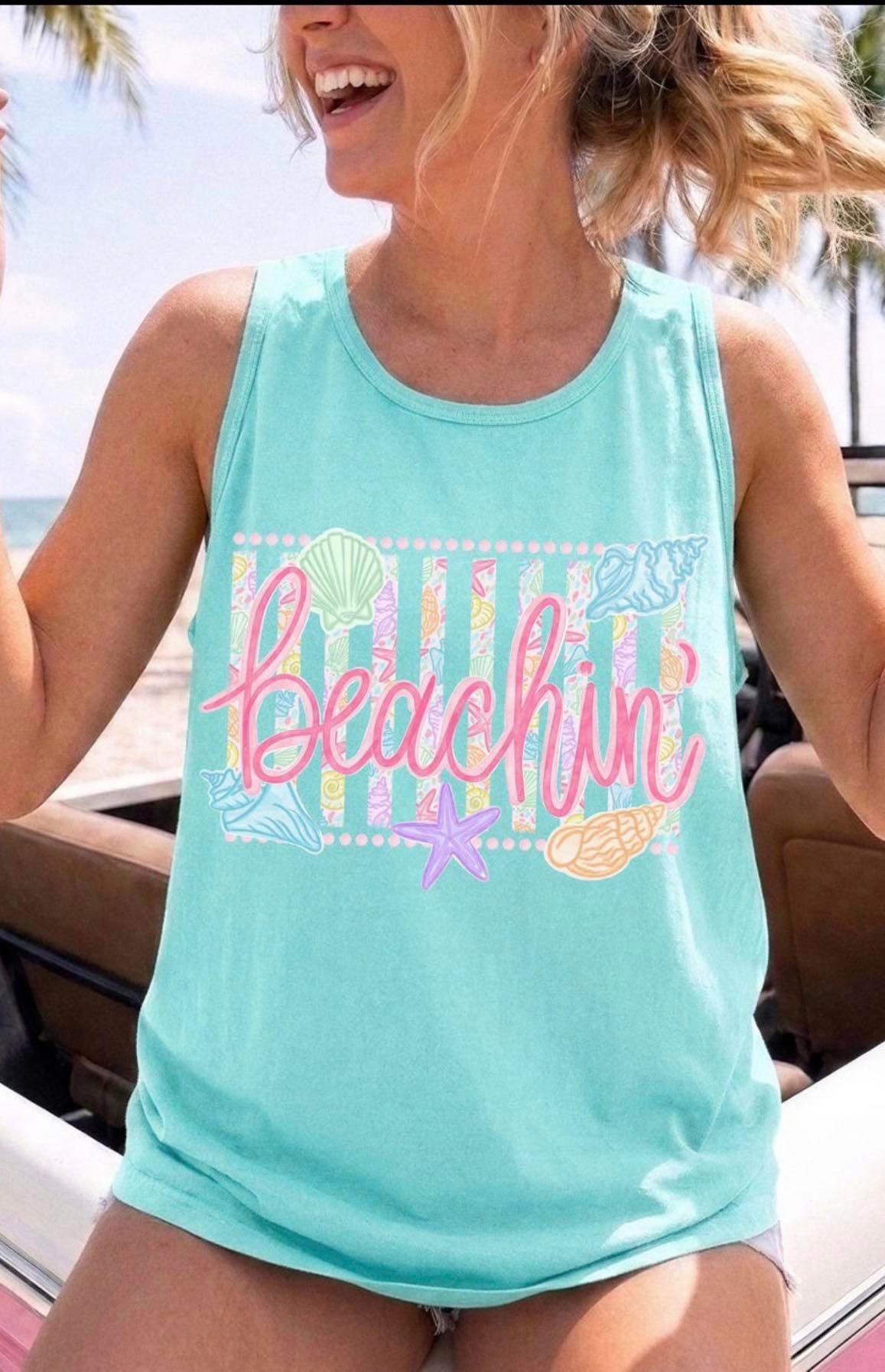 Comfort Color Tank-Chalky Mint Beachin'