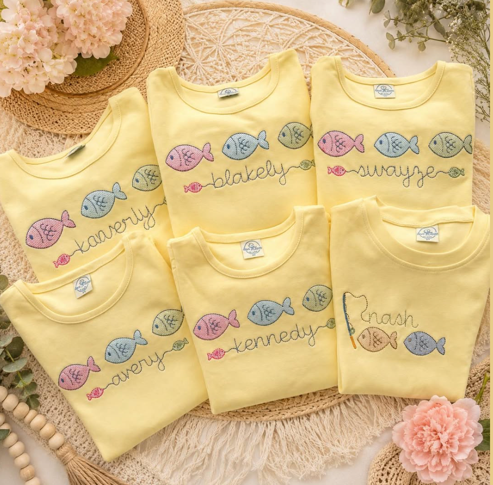 Custom Kids Embroidered Fish Shirts