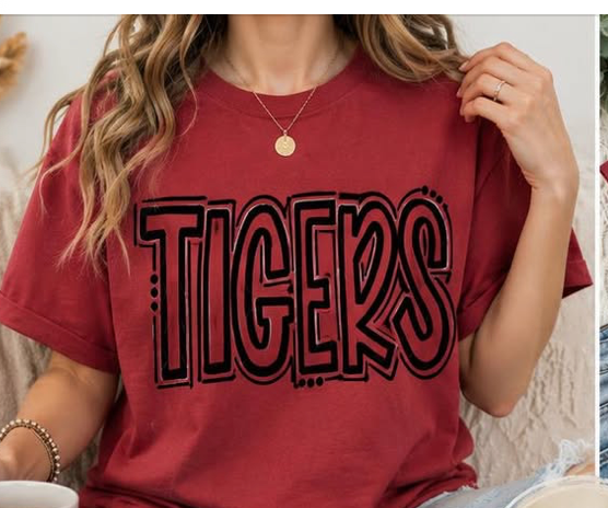 Black Tigers on Red T