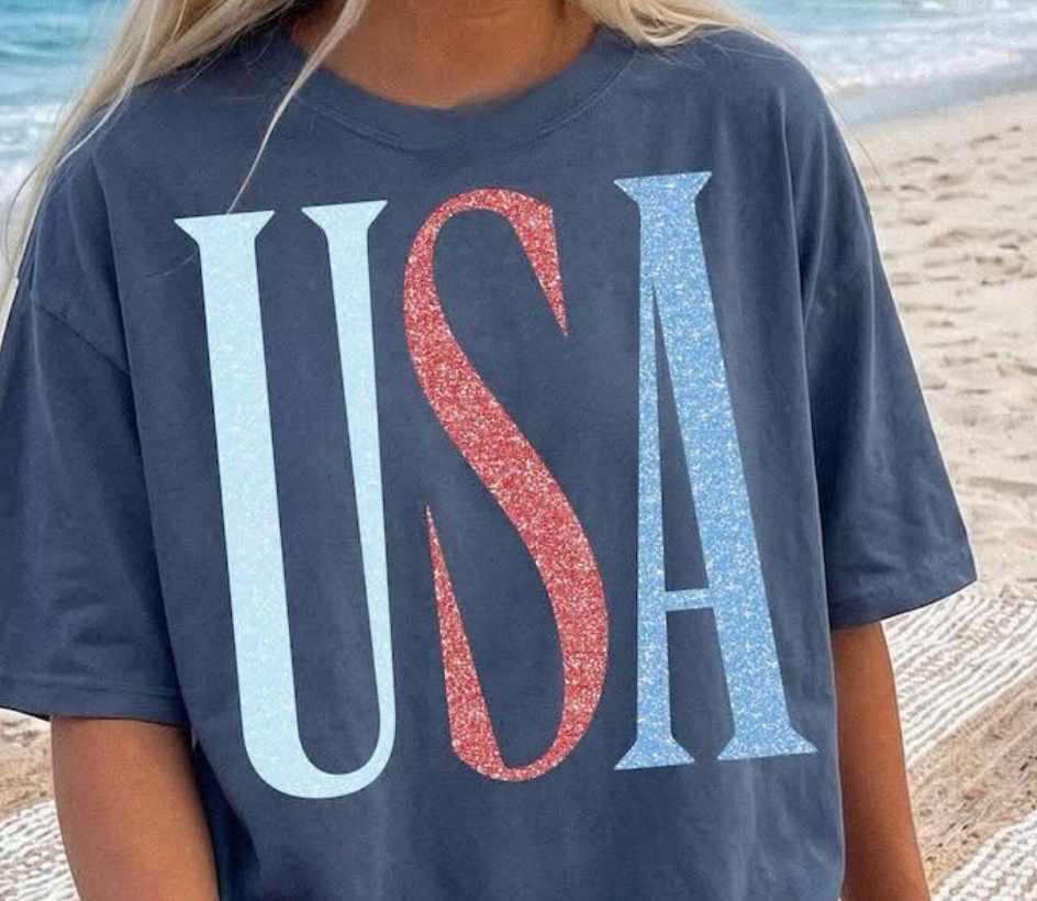 Glitter USA Navy T