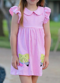 Girls Back To School Bow Pencil Twirl Dress Ruffle Petal Collar Applique