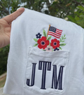 Patriotic floral Comfort Colors Pocket tee with monogram
