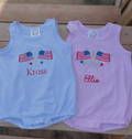 Embroidered Fourth of July Romper, Personalized Outfit, Toddler Patriotic