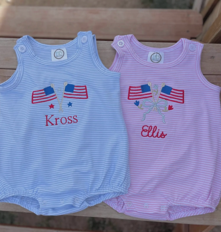 Embroidered Fourth of July Romper, Personalized Outfit, Toddler Patriotic