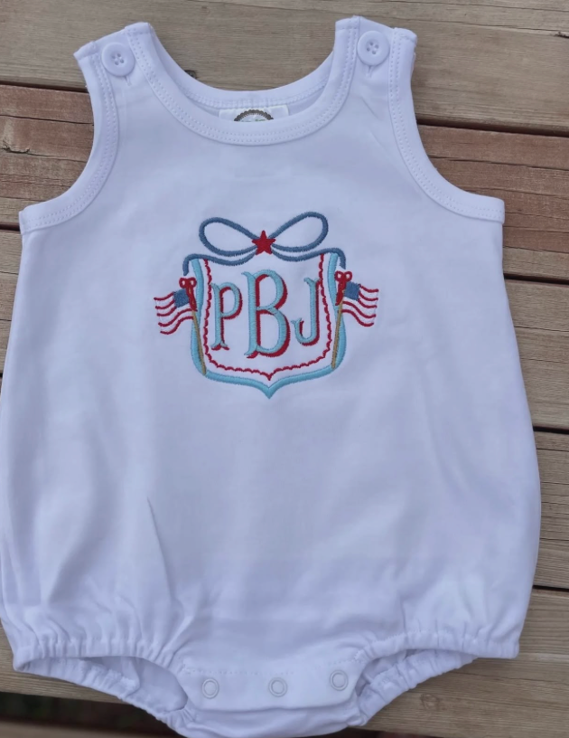 Embroidered Patriotic Flag Bubble Romper-
