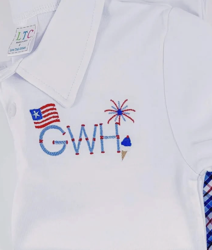 Boys 2T-8 Fourth of July Monogrammed Polo Shirt Summer Celebrations