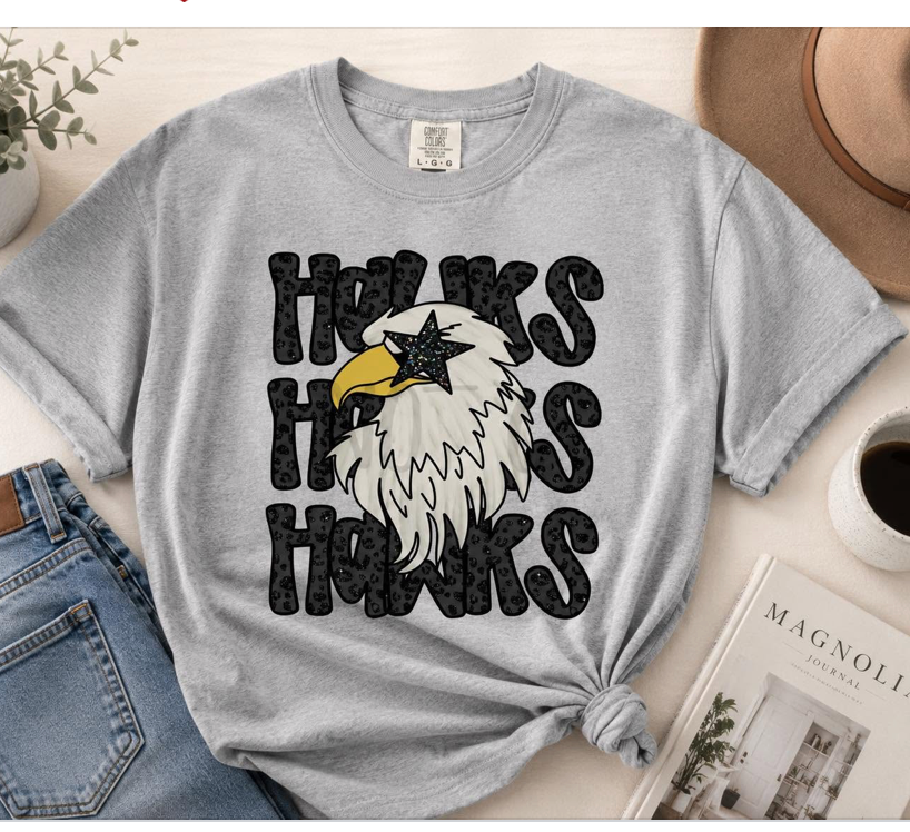 Gray HAWKS Spirit T Black Writing