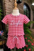 Personalized Gingham Scallop Short Set