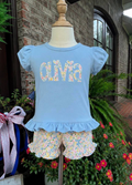 Blue Flower custom Girl Ruffle Set