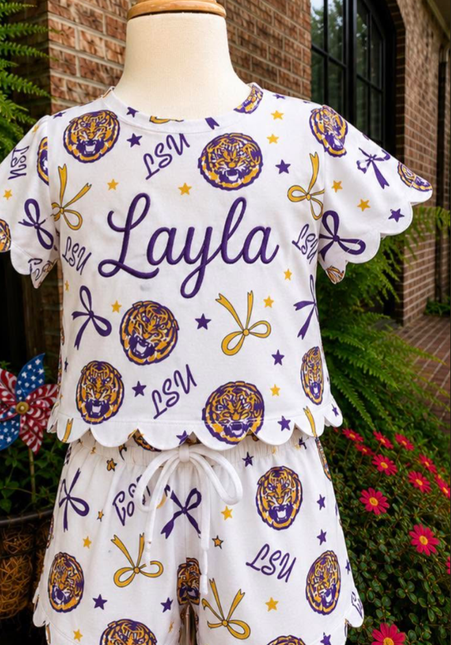 LSU Scallop Short Sets